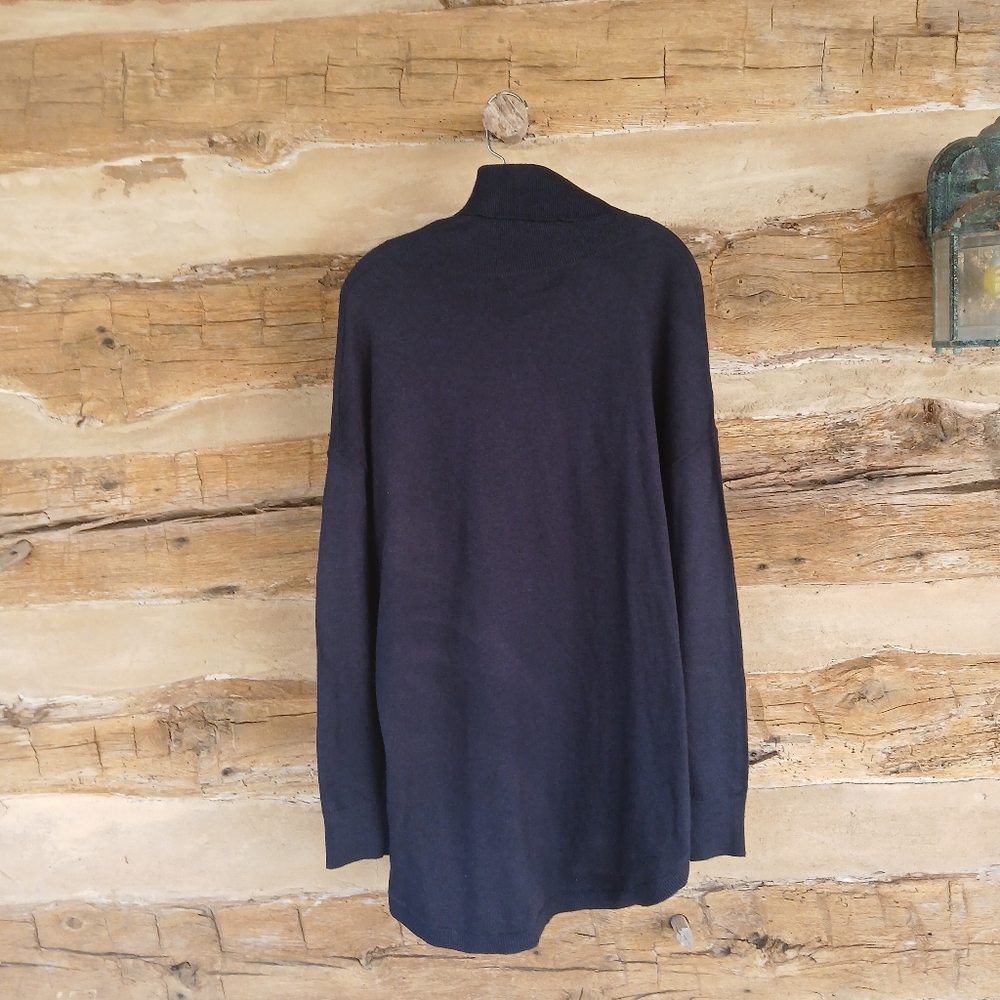 Chelsea28 Navy Night Oversized Cowl Neck Pima Cotton Blend Sweater XL - Picture 5 of 11